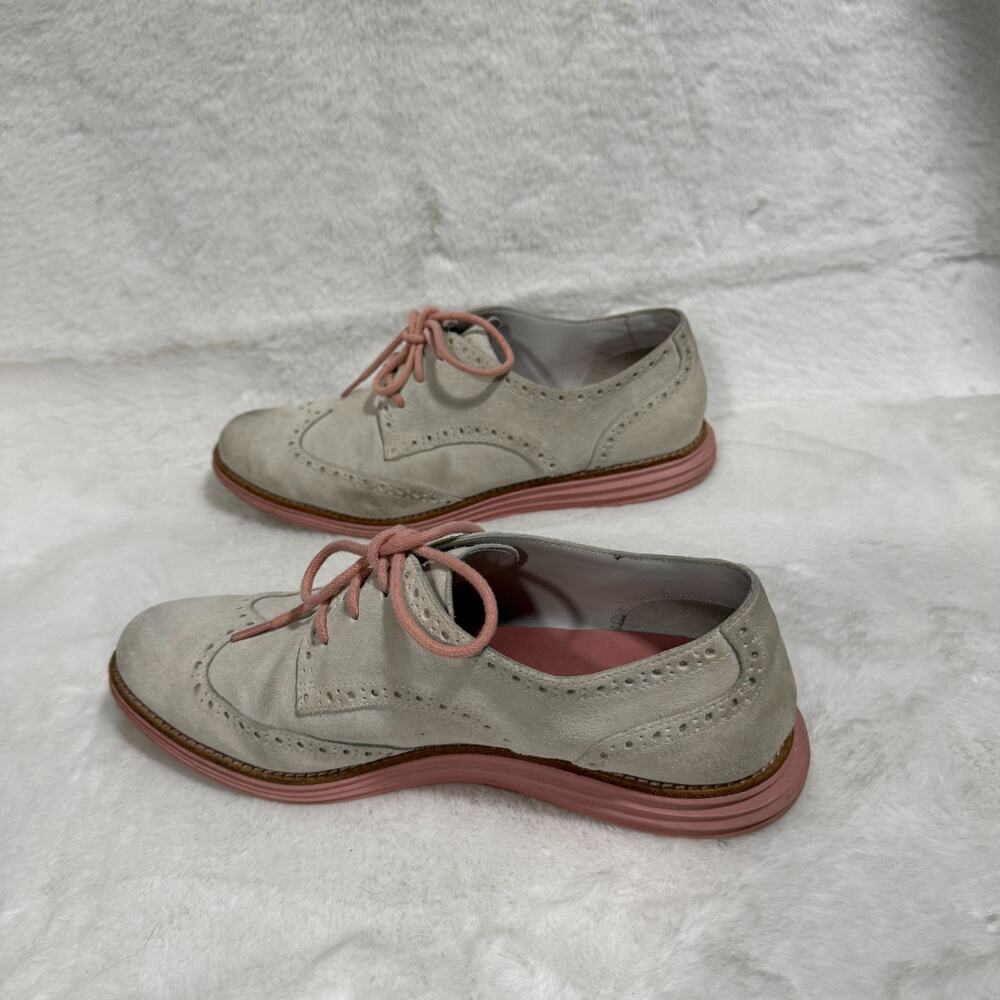 Cole Haan LunarGrand Wingtip Oxford Shoes Women's Size 9B Gray Pink Suede - Picture 5 of 9